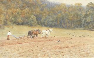 Helen Allingham, RWS - The plough team