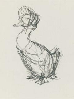 Helen Beatrix Potter - A Preparatory Sketch For The Front Cover of The Tale of Jemima Puddle-Duck