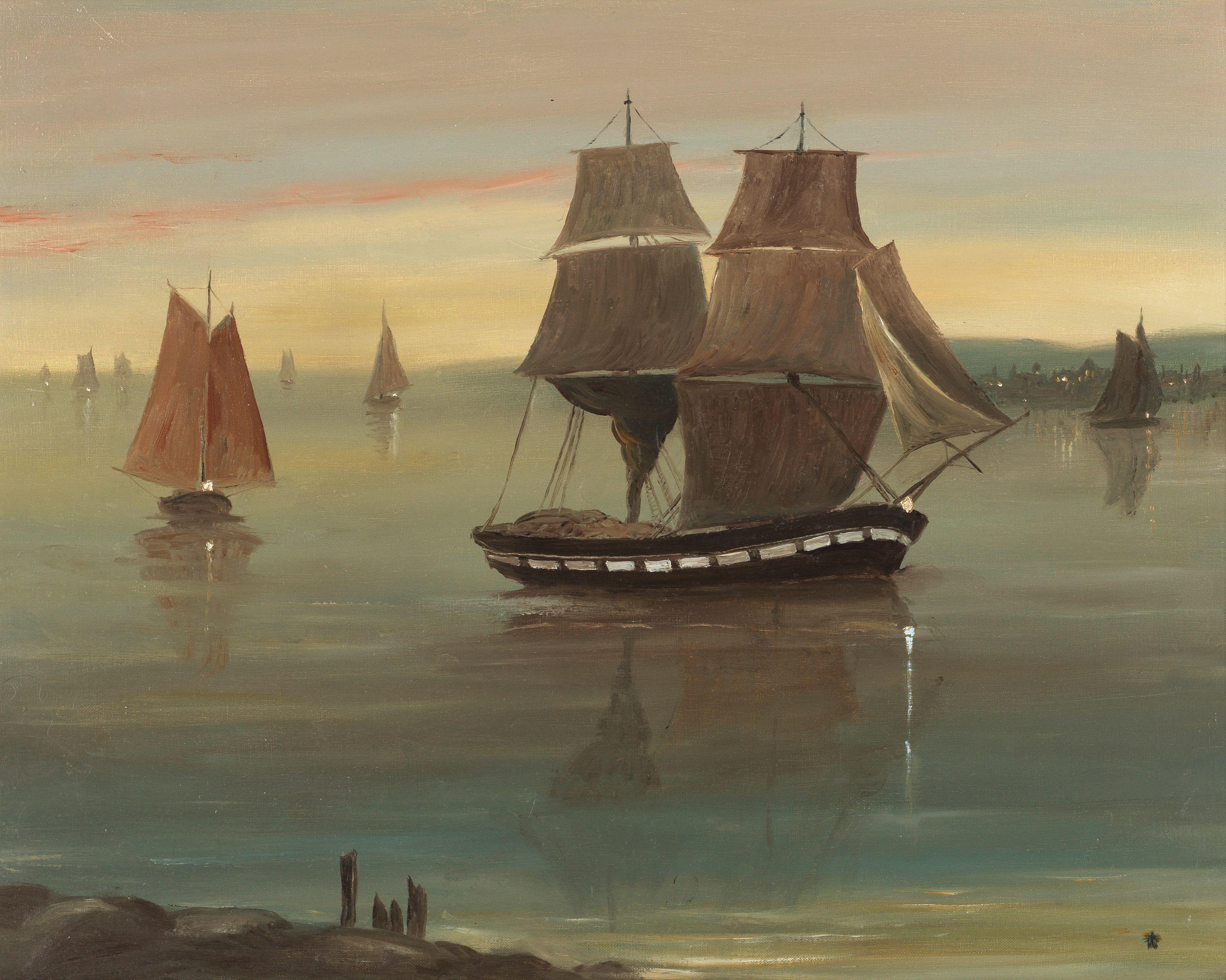 Helen Bradley - Ships in the Harbour