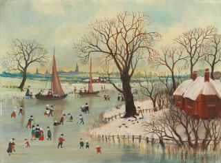 Helen Bradley - The Frozen River, Winter