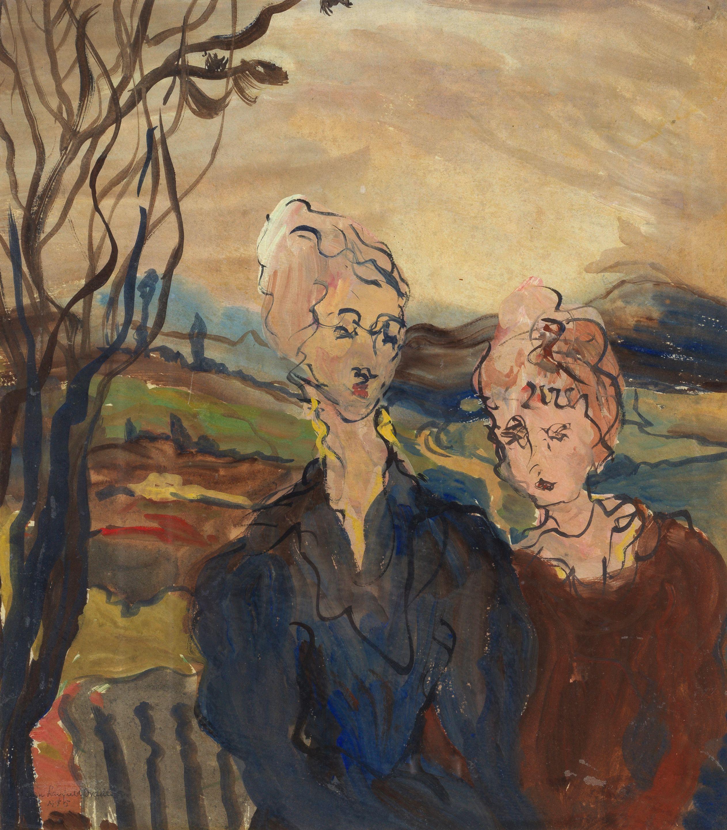 Helen Bradley - Wistfully the Young Sister Looked Beyond Her Garden