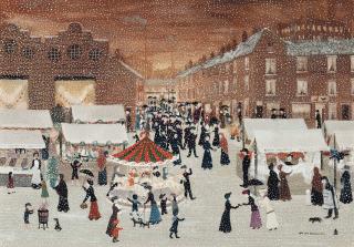 Helen Layfield Bradley - Oldham market in the snow on Christmas Eve