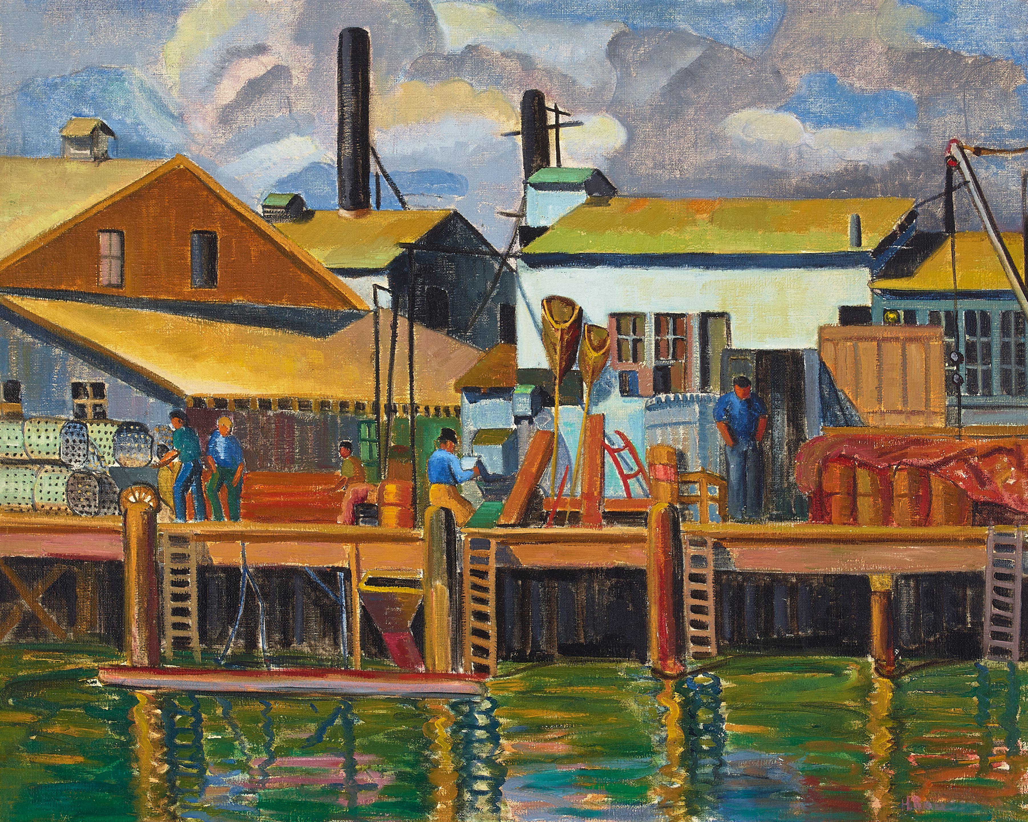 Helen Rousseau - Fish Cannery 24 x 30 in. framed 28 x 34 in.