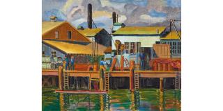 Helen Rousseau - Fish Cannery 24 x 30 in. framed 28 x 34 in.