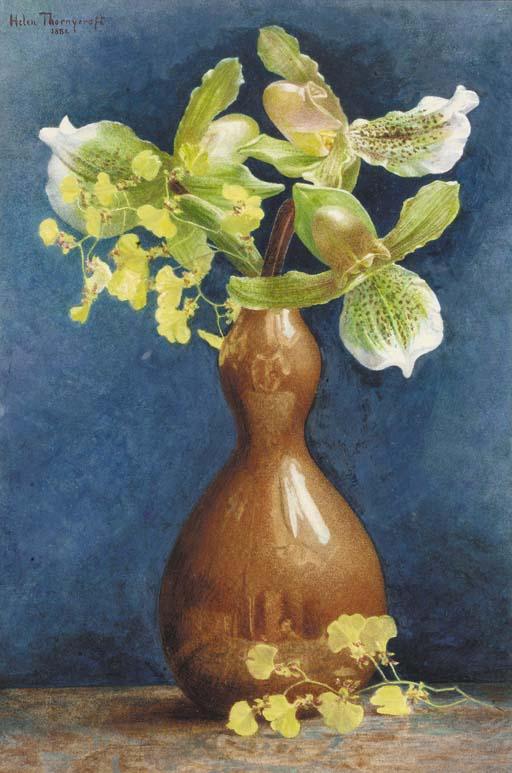 Helen Thornycroft - Orchids in a copper vase
