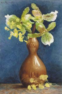 Helen Thornycroft - Orchids in a copper vase
