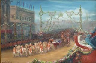 Helen Thornycroft - Queen Victoria\'s Diamond Jubilee procession passing over London Bridge