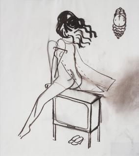 Helene Billgren - \'Kvinna i sköterskerock hoppar bock över TV:n\'