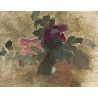 Helene Schjerfbeck - Finnish Rosor; Zigenarkvinna / Ruusuja; Mustalaisnainen (Roses (Recto); Gypsy Woman (Verso))