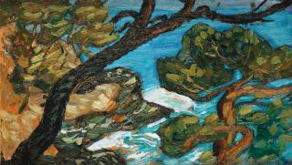 Helmer Osslund - Coastal view with pine trees