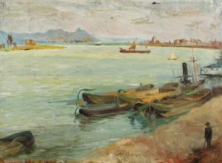 Helmer Osslund - Flodlandskap från Rhen
