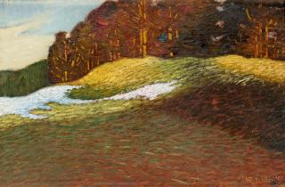 Helmer Osslund - Spring landscape with melting snow