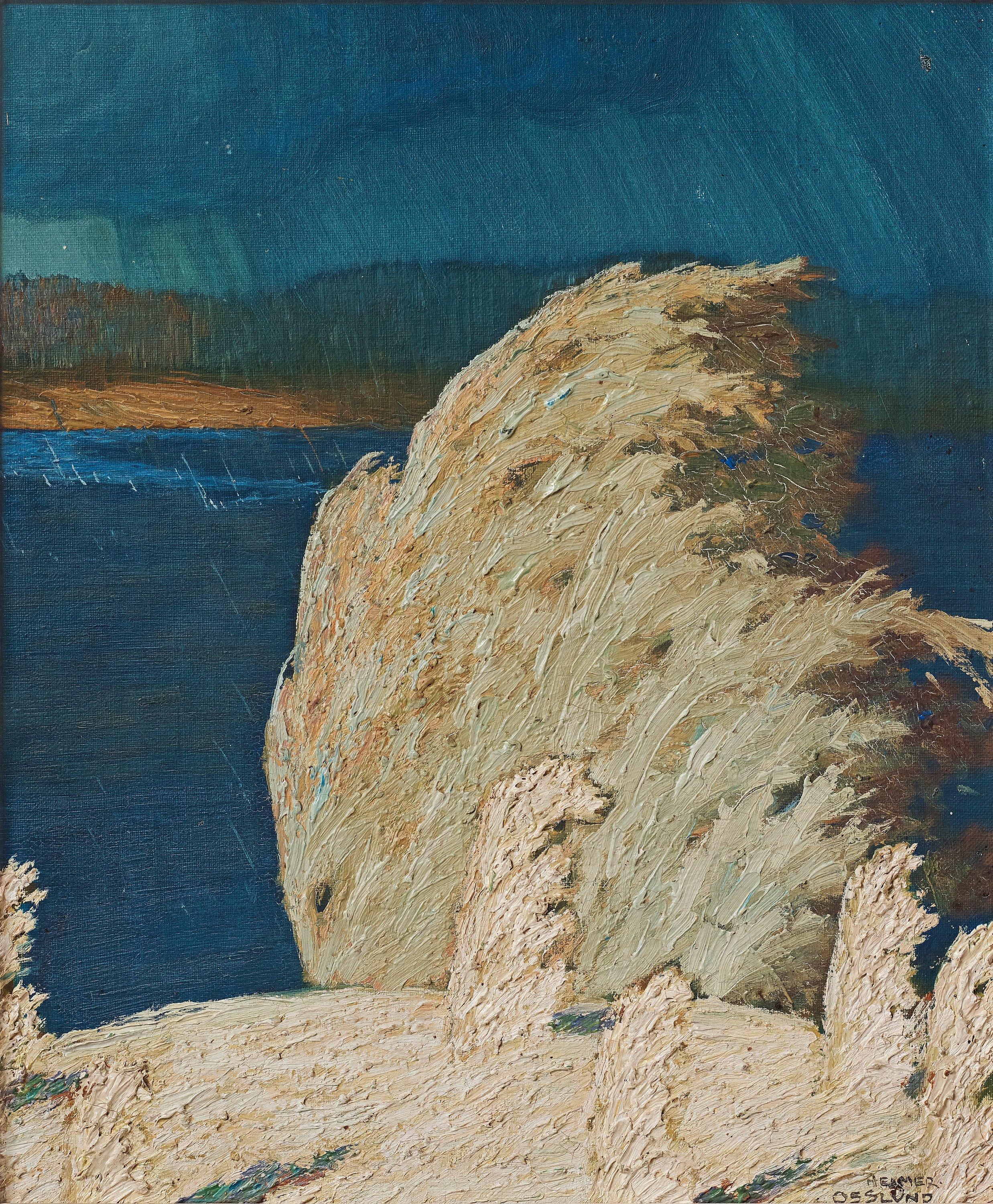 Helmer Osslund - Stormy landscape with a tree