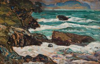 Helmer Osslund - Waves against the shore