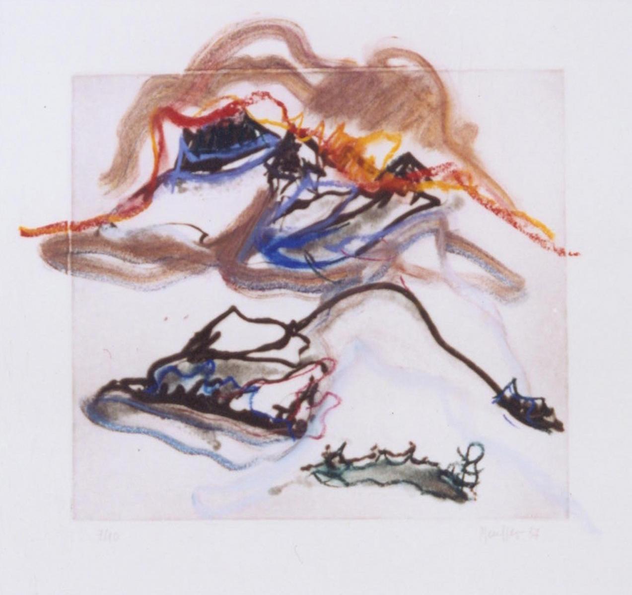 Helmut Pfeuffer - Konvolut von 4 Arbeiten (Gipfel im Nebel, Kleiner See, Gehölz mit großer Wolke, Tannenwäldchen)