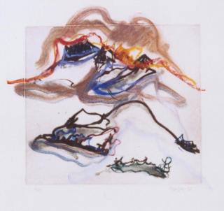 Helmut Pfeuffer - Konvolut von 4 Arbeiten (Gipfel im Nebel, Kleiner See, Gehölz mit großer Wolke, Tannenwäldchen)