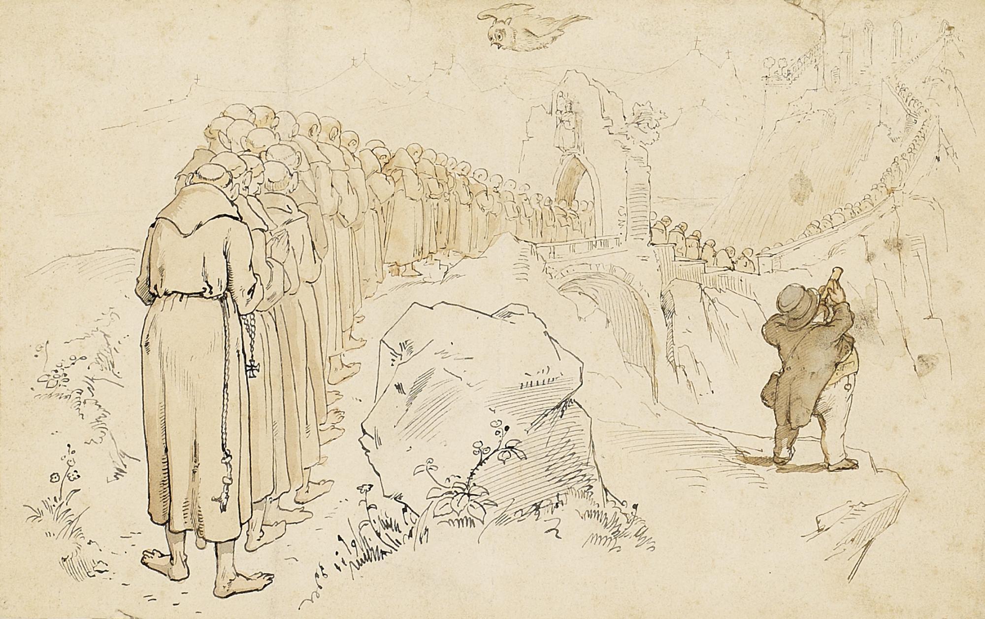 Helmuth Liesegang - Karikatur einer Prozession