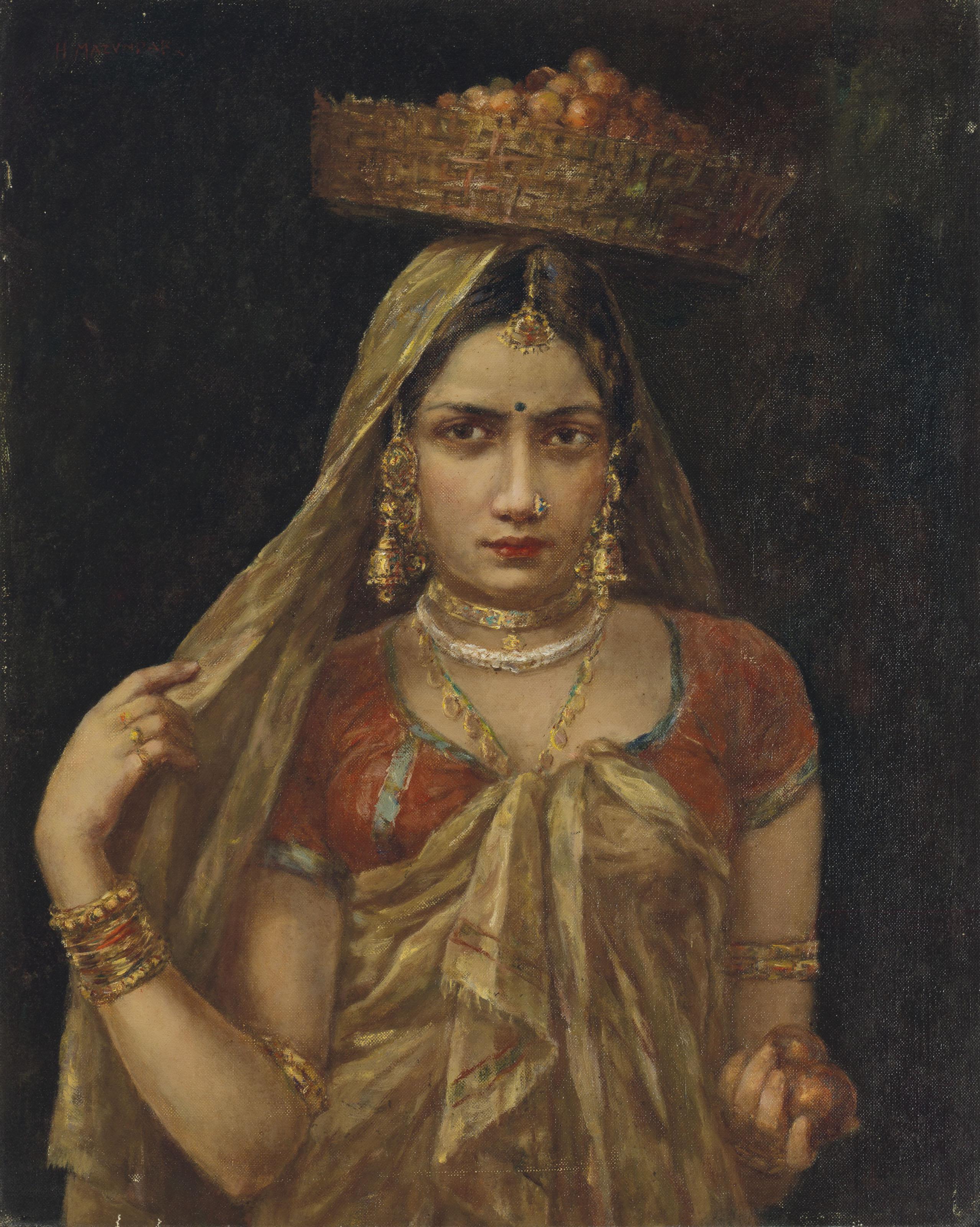 Hemendranath Mazumdar - Untitled (Lady with Fruit Basket)