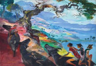 Hendra Gunawan - Angon Kerban (Tending Buffalos)