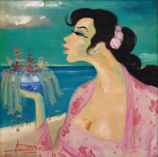 Hendra Gunawan - BALINESE WOMAN BY THE BEACH