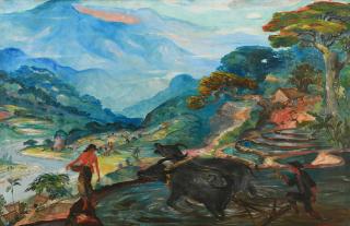 Hendra Gunawan - Landscape with Water-Buffaloes