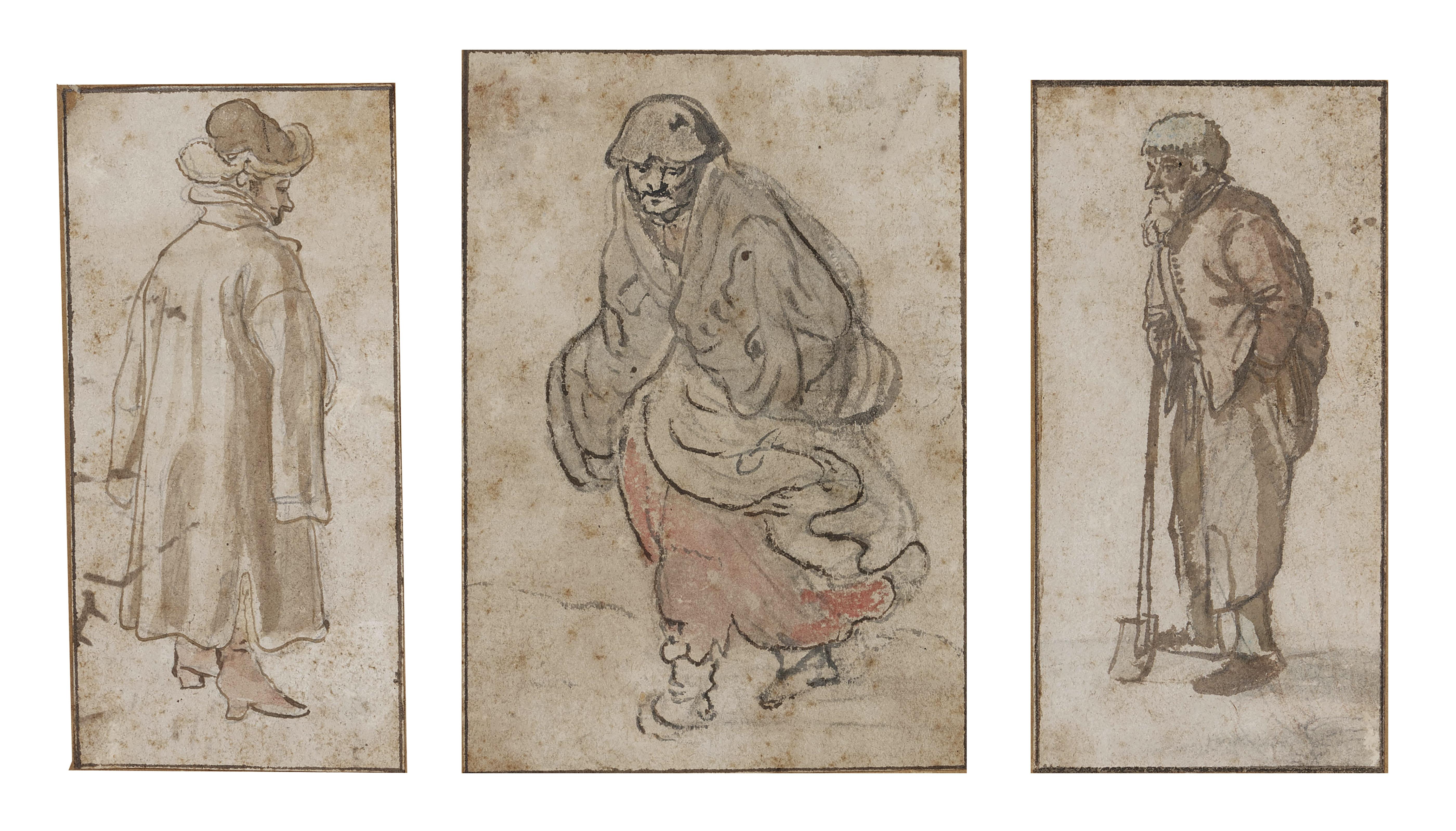 Hendrick Avercamp - Three figure studies