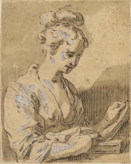 Hendrick Bloemaert - A girl, half-length, turned to the right reading from a book