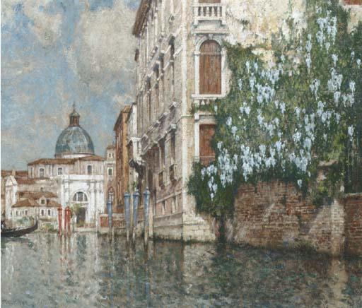 Hendrick Cassiers - A view of a canal in Venice
