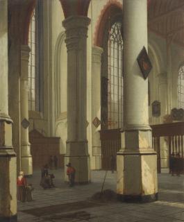 Hendrick Cornelisz. van Der Vliet - A church interior, possibly the Oude Kerke, Delft