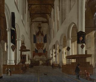 Hendrick Cornelisz. van Vliet - An interior of the Oude Kerk, Delft, looking west
