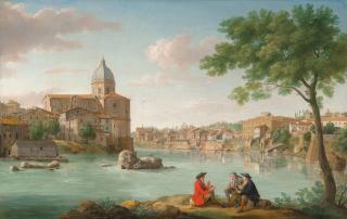 Hendrick Frans Van Lint, Lo Studio - The Church of San Giovanni dei Fiorentini, on the Tiber, Rome