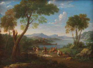 Hendrick Frans van Lint - An Italianate landscape with a Bacchanale; and An Italianate landscape with Bacchus and Ariadne (2)