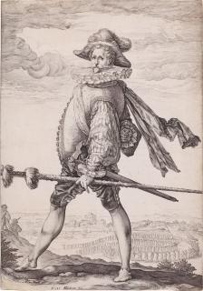 Hendrick Goltzius - Captain of the Infantry Marching to the Left (Bartsch 126; Hollstein 254; Strauss 252)