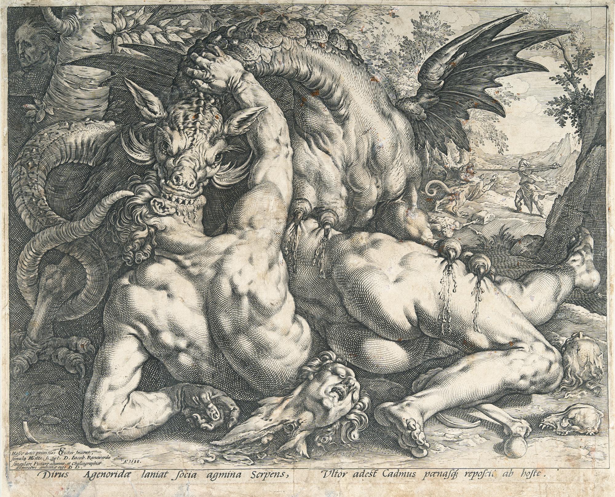 Hendrick Goltzius - Der Drache vernichtet die Freunde des Cadmus