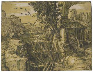 Hendrick Goltzius - Landscape With A Waterfall