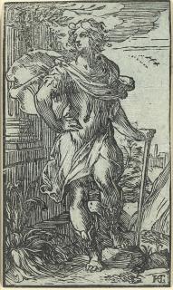 Hendrick Goltzius - Young Man standing in fluttering Dress (B. 240; Holl. 376; Strauss 408; Bialler 53)