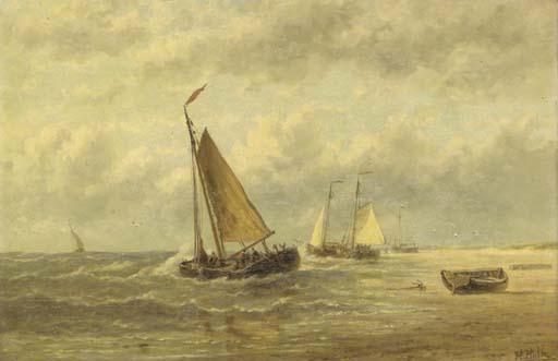 Hendrick Hulk - A Beach with Anchored Fishing Boats and Fishermen