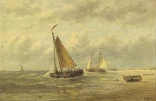 Hendrick Hulk - A Beach with Anchored Fishing Boats and Fishermen