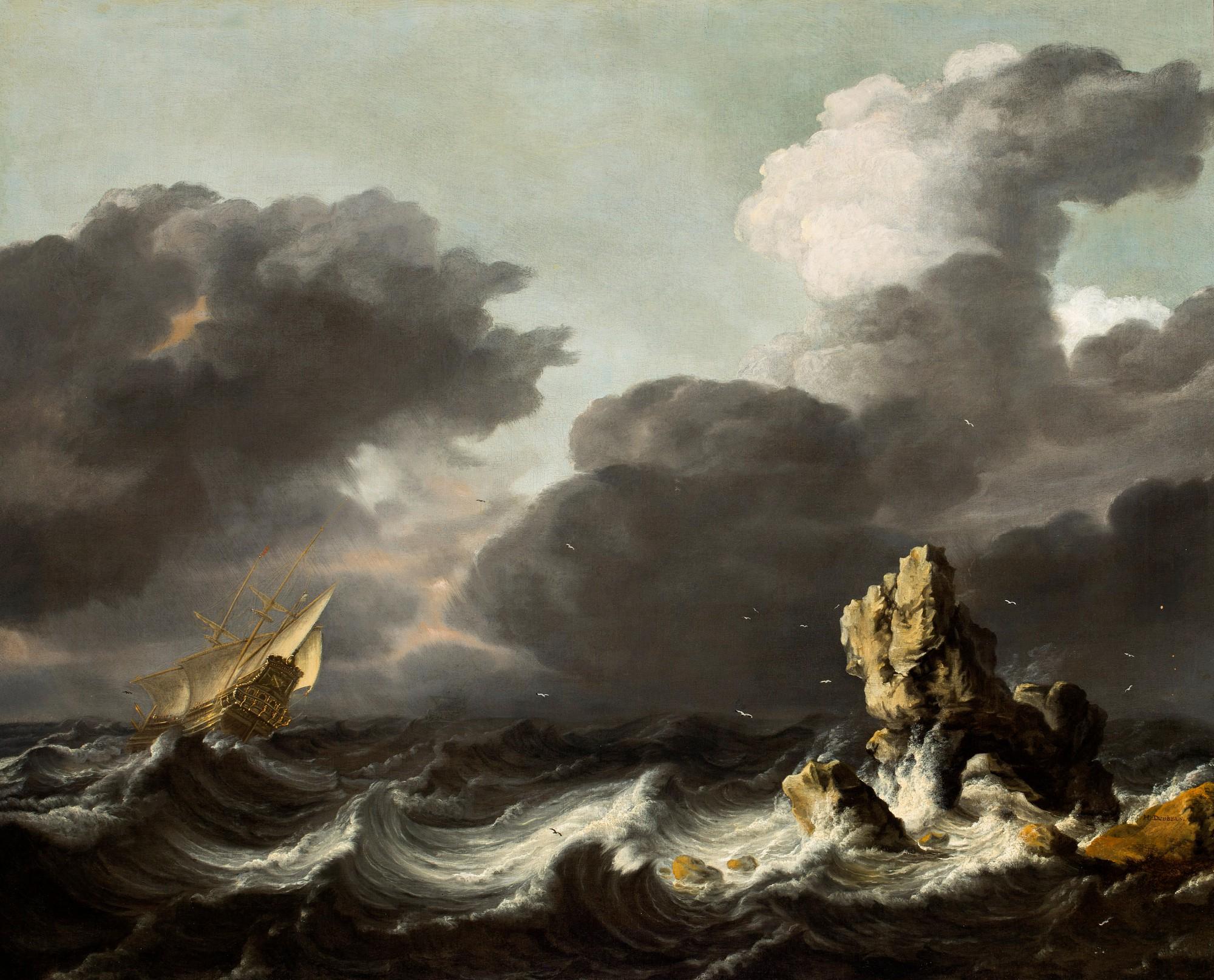 Hendrick Jacobsz. Dubbels - Rocky seascape in a storm