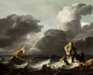 Hendrick Jacobsz. Dubbels - Rocky seascape in a storm