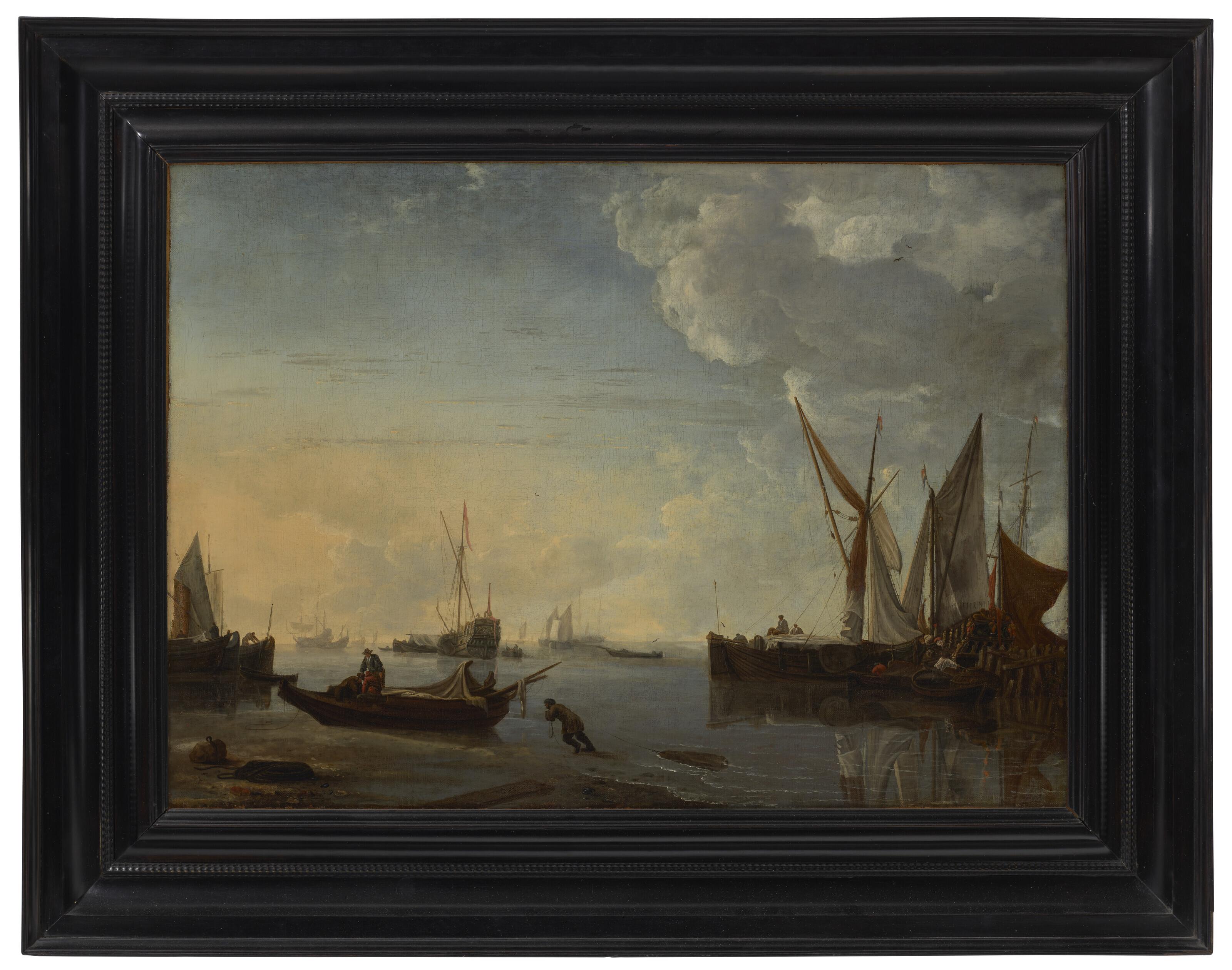 Hendrick Jacobsz. Dubbels - Ships in a calm at sunset