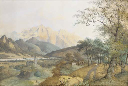 Hendrick-Johannes Knip - Vue du Mont-Blanc depuis Sallanches, avec l\'Arve