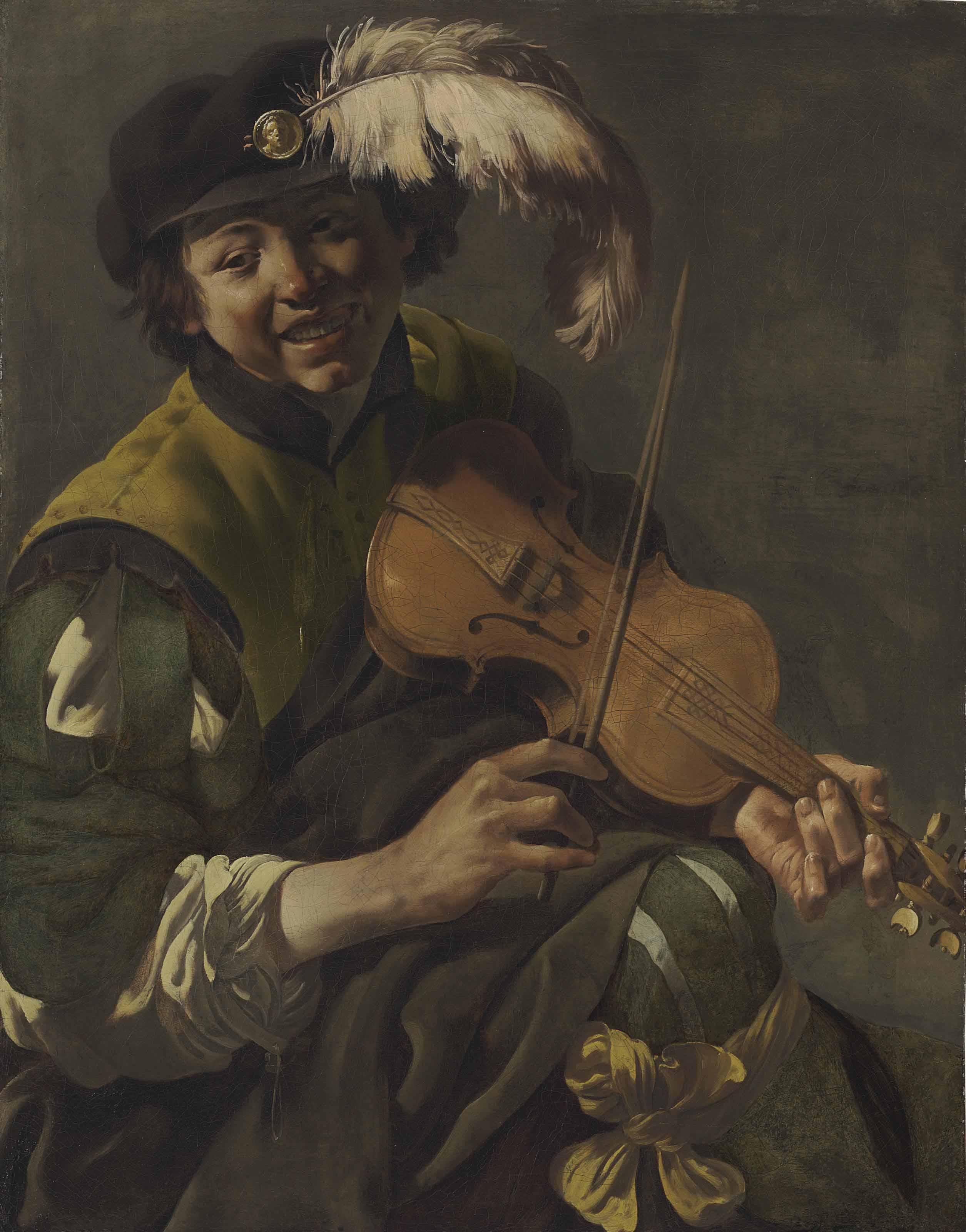 Hendrick Ter Brugghen - A Youth Playing The Violin