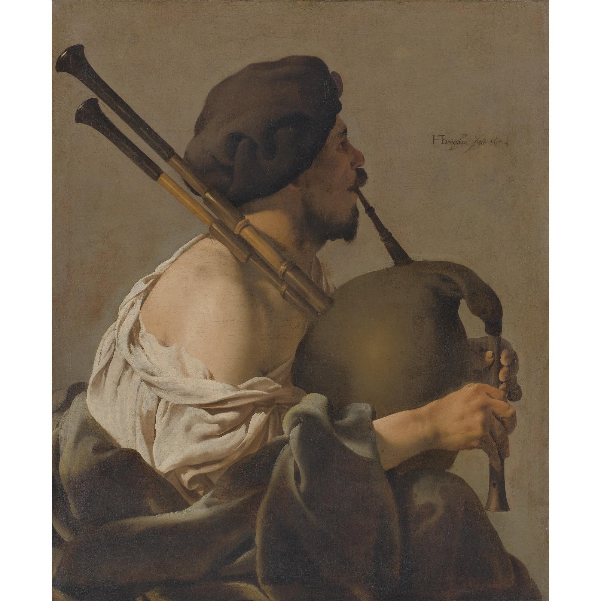 Hendrick Ter Brugghen - Bagpipe Player In Profile