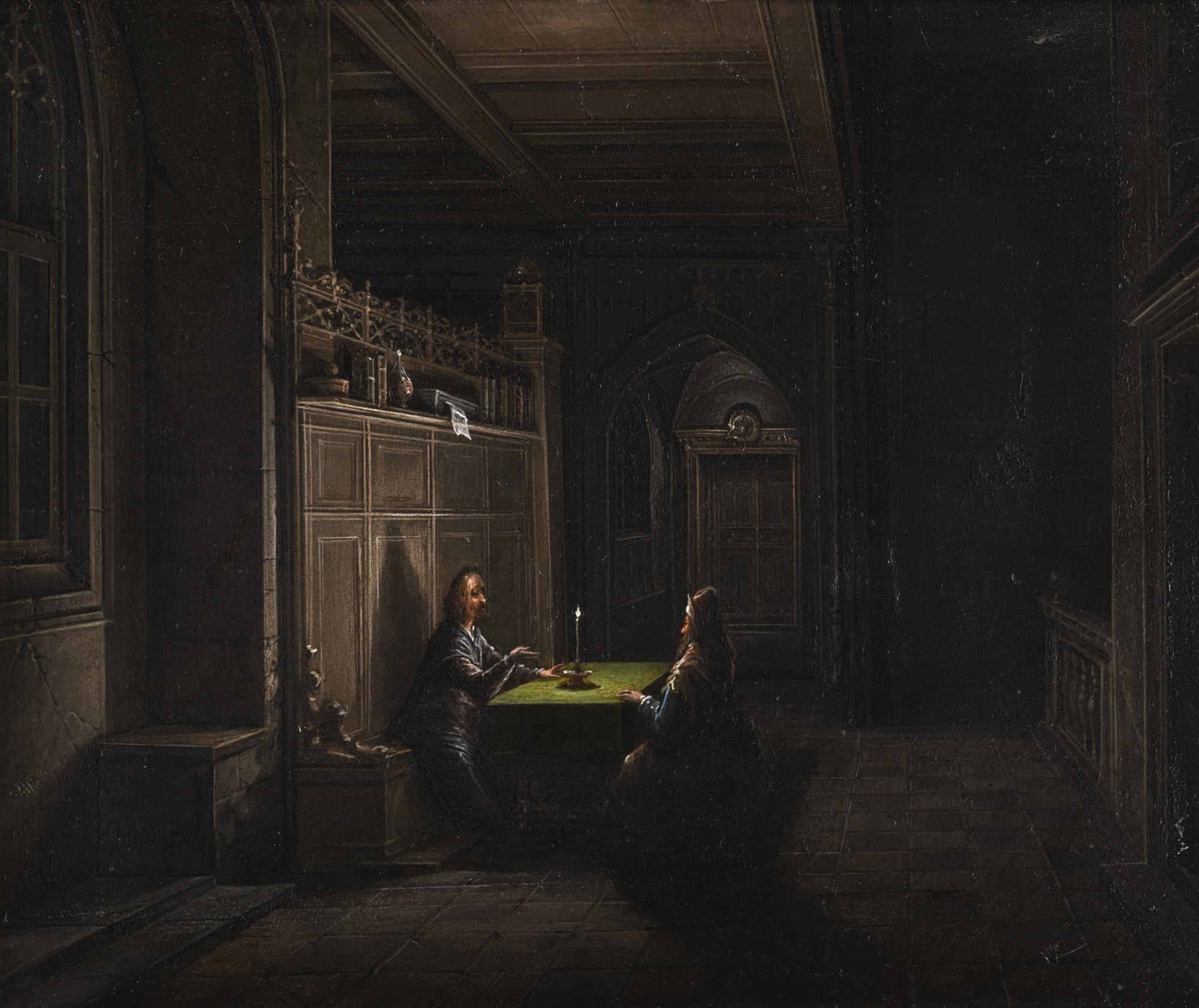 Hendrick Van Steenwijck The Younger - Christ And Nicodemus, In A Candlelit Interior