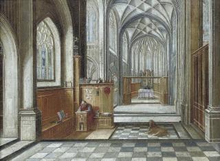 Hendrick van Steenwijk II - A Gothic church interior with Saint Jerome