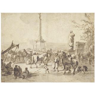 Hendrick Verschuring - A Horse Market With Arabian Merchants In The Campo Vaccino, Rome