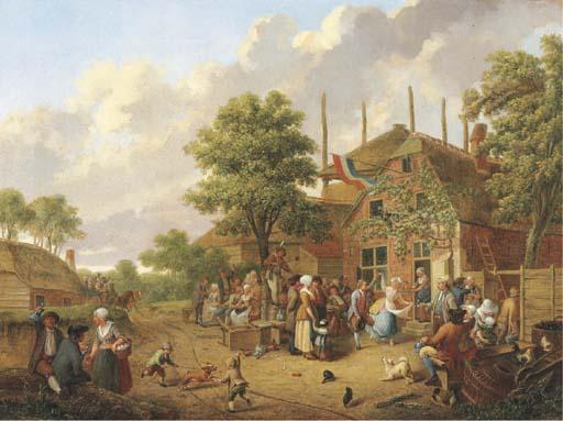 Hendrick Willem Schweickhardt - \'Boeren Buijtenvreugt\': a wedding dance in a village
