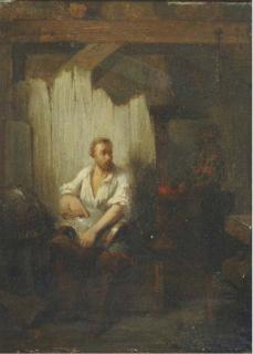 Hendricus Johannes Scheeres - A blacksmith polishing armour in his workshop