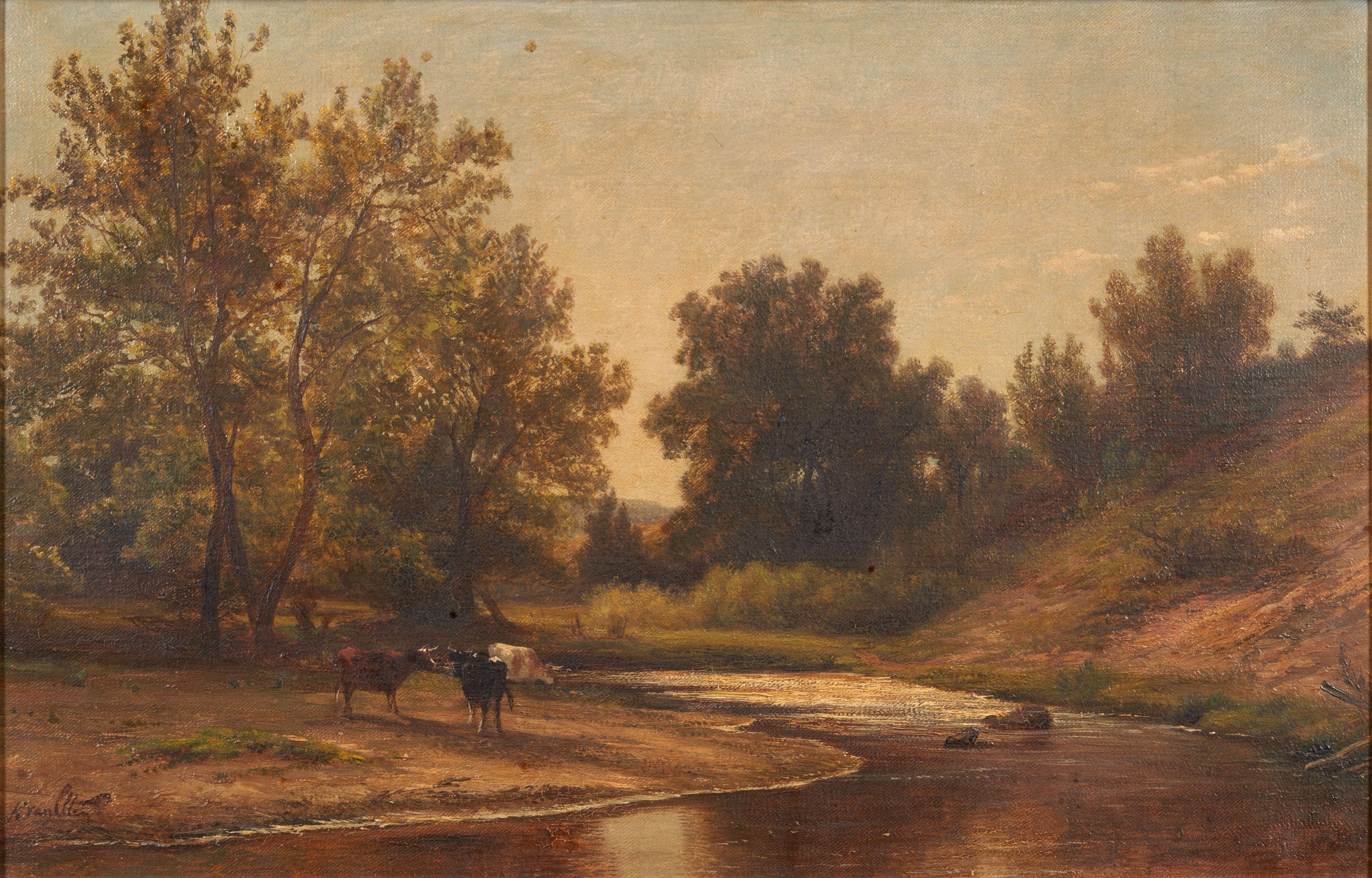 Hendrik Dirk Kruseman Van Elten - Cows Beside a Calm Stream